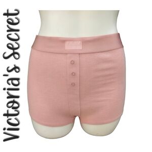 Victoria’s Secret PINK • Light Pink Ribbed Button Boyshorts • Medium